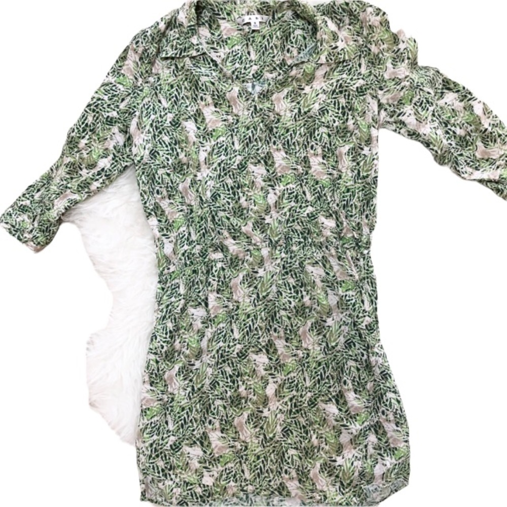 Cabi wrap dress, green tropical leaf print,S